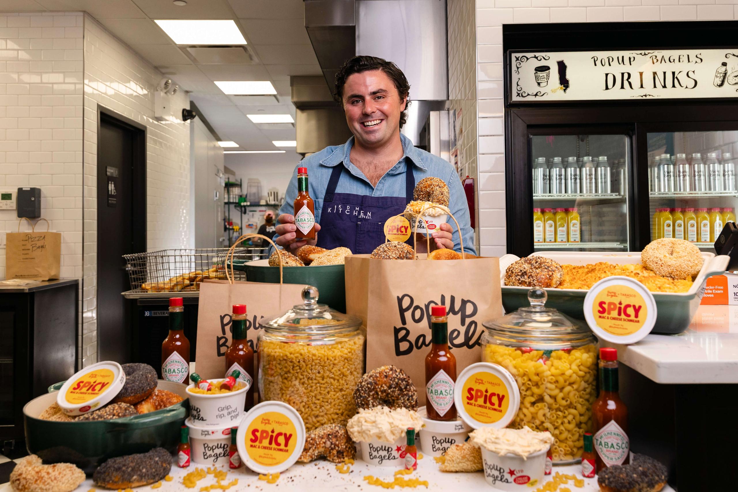 PopUp Bagels x Tabasco® Brand: Spicy Mac & Cheese Cream Cheese Schmear By Keegan McManus