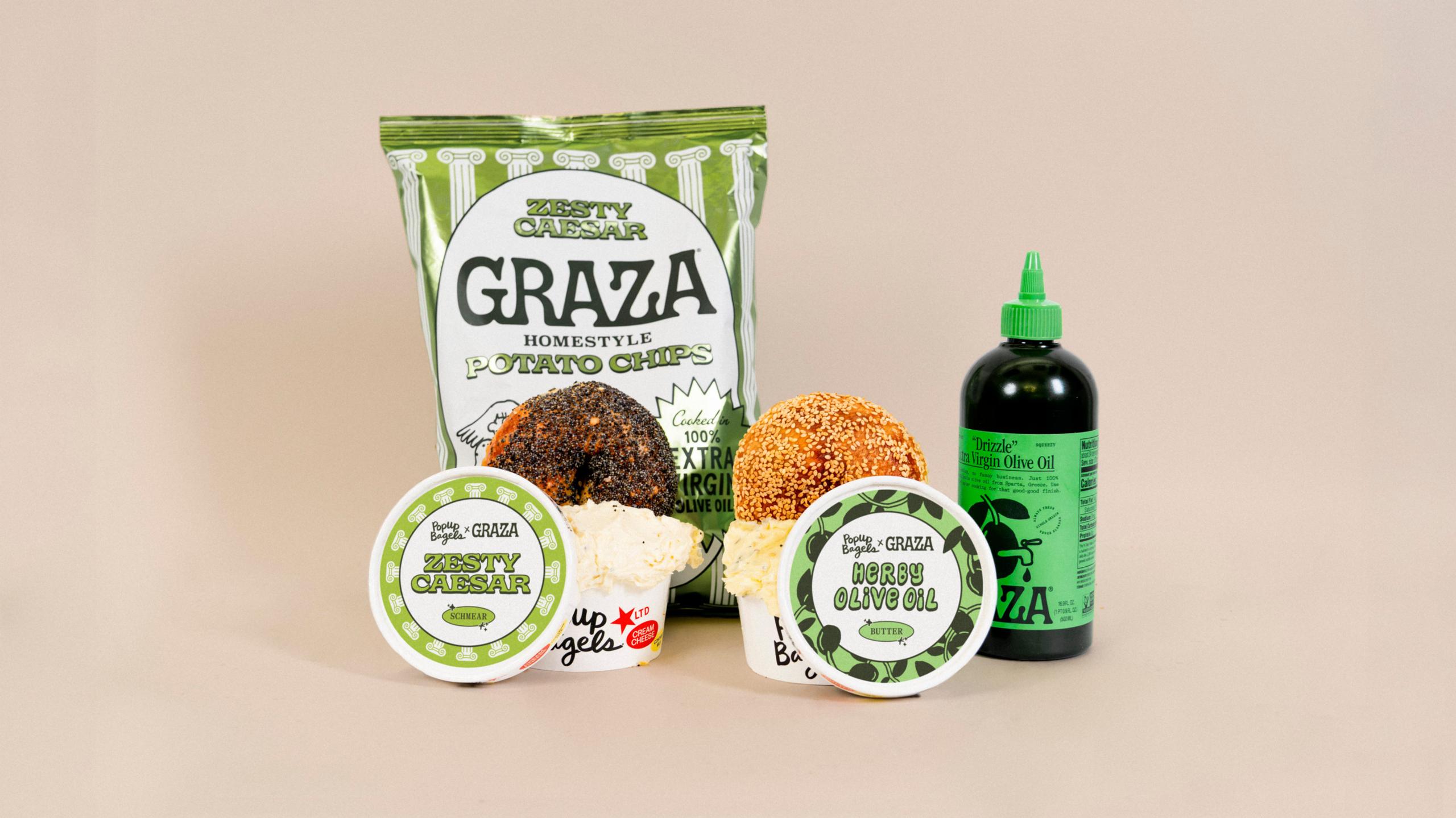 Graza Zesty Caesar Cream Cheese & Herby Olive Oil Butter